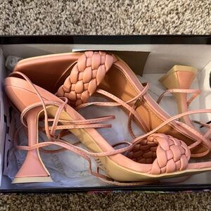 Elegant Pink Braided Women's Heels